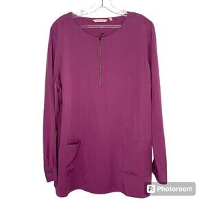 Soft Surroundings Blouse Size XL Purple Pullover Long Sleeve Shirt Pockets